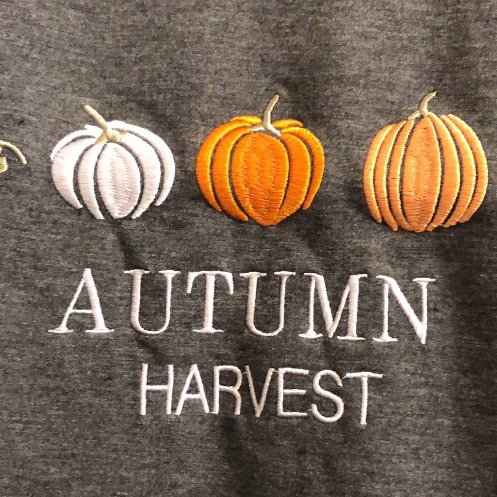 Fall dark gray sweatshirt in XL “AUTUMN HARVEST” with pumpkins. NWOT - Picture 3 of 5